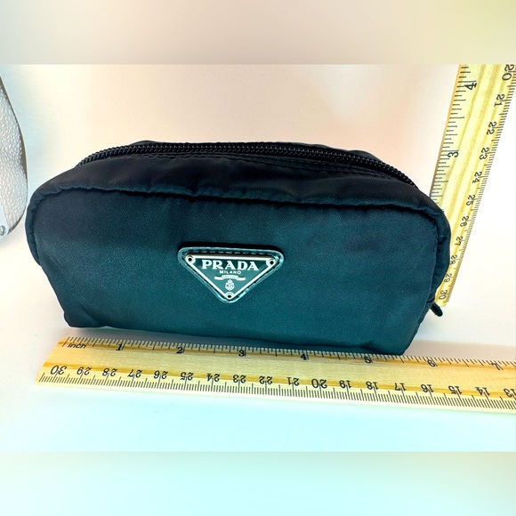 PRADA Black Nylon Pouch Tessuto Triangle Logo Makeup Cosmetic Pouch AUTHENTIC - Picture 8 of 9